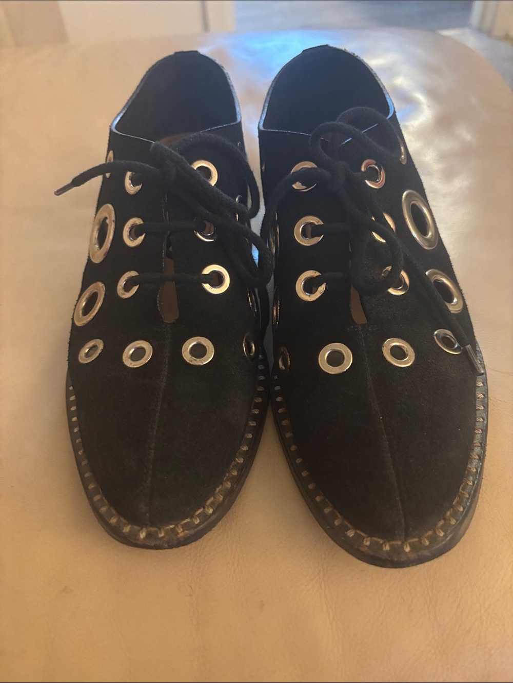 Proenza Schouler Black Lace-Up Grommet Detail Boots 37